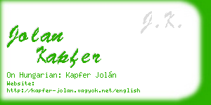 jolan kapfer business card